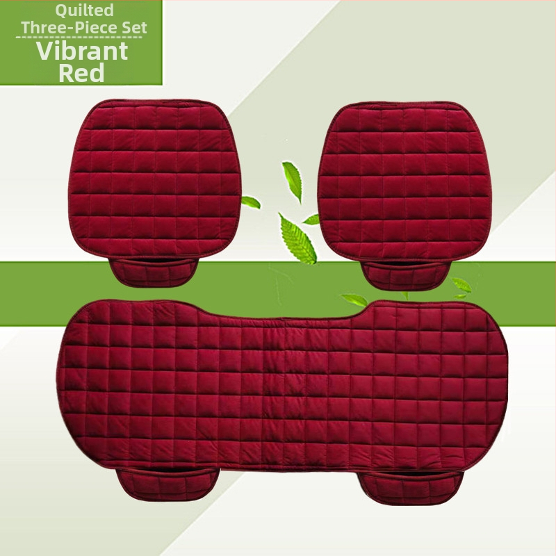 Talvine autoistmepadi ilma seljatoeta, ruudukujuline tikitud pehme, paelteta, soe kolmeosaline esi- ja tagarea ühe istmepadi