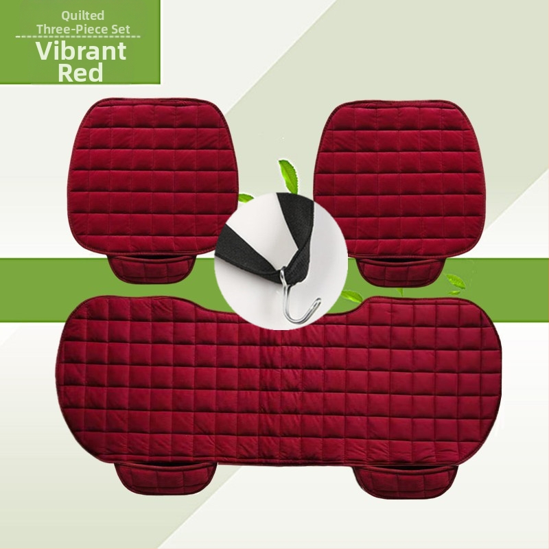 Talvine autoistmepadi ilma seljatoeta, ruudukujuline tikitud pehme, paelteta, soe kolmeosaline esi- ja tagarea ühe istmepadi