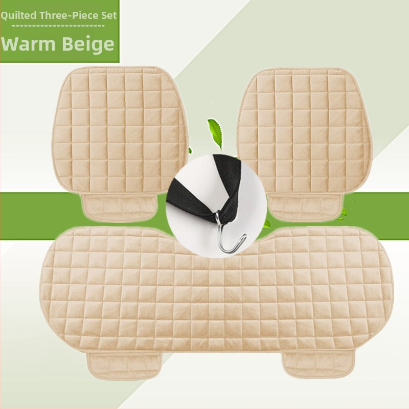 Talvine autoistmepadi ilma seljatoeta, ruudukujuline tikitud pehme, paelteta, soe kolmeosaline esi- ja tagarea ühe istmepadi