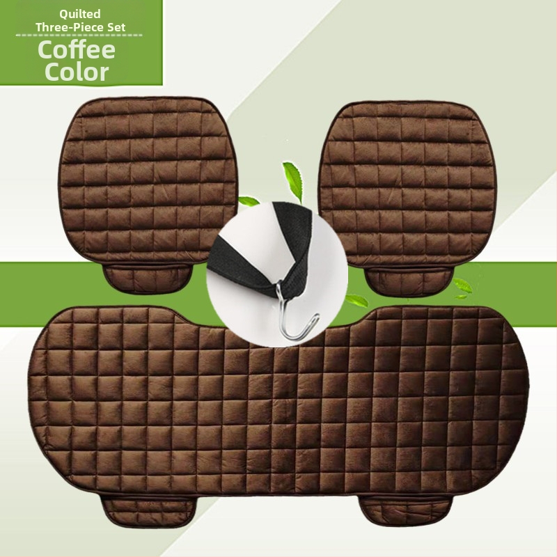 Talvine autoistmepadi ilma seljatoeta, ruudukujuline tikitud pehme, paelteta, soe kolmeosaline esi- ja tagarea ühe istmepadi