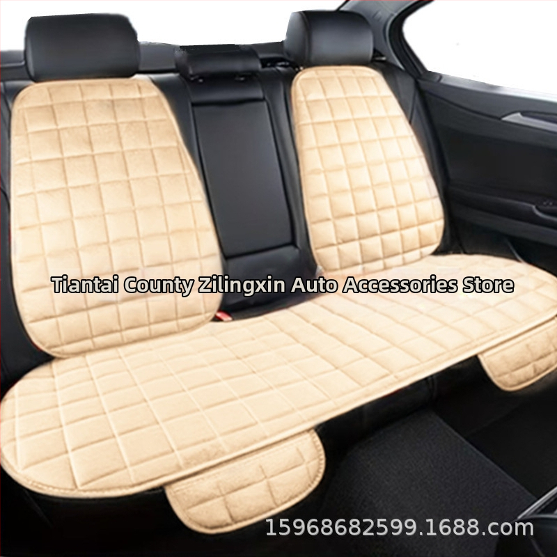 Talvine autoistmepadi ilma seljatoeta, ruudukujuline tikitud pehme, paelteta, soe kolmeosaline esi- ja tagarea ühe istmepadi