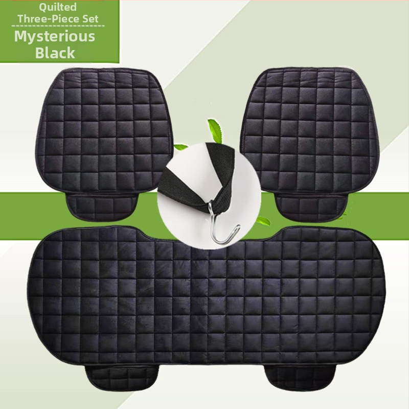 Talvine autoistmepadi ilma seljatoeta, ruudukujuline tikitud pehme, paelteta, soe kolmeosaline esi- ja tagarea ühe istmepadi