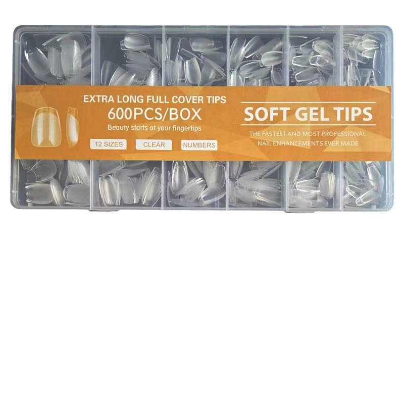 600 karbis küünekunsti küünetükki, volditud, jäljeta, nikerdamata, täiskleebisega, poolmatt, lühike, ruudukujuline, balleti kunstküüneplaaster