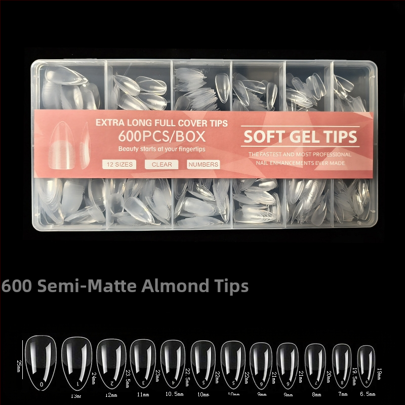 600 karbis küünekunsti küünetükki, volditud, jäljeta, nikerdamata, täiskleebisega, poolmatt, lühike, ruudukujuline, balleti kunstküüneplaaster