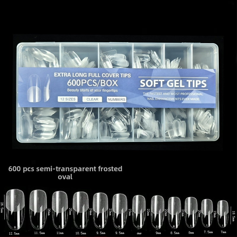 600 karbis küünekunsti küünetükki, volditud, jäljeta, nikerdamata, täiskleebisega, poolmatt, lühike, ruudukujuline, balleti kunstküüneplaaster