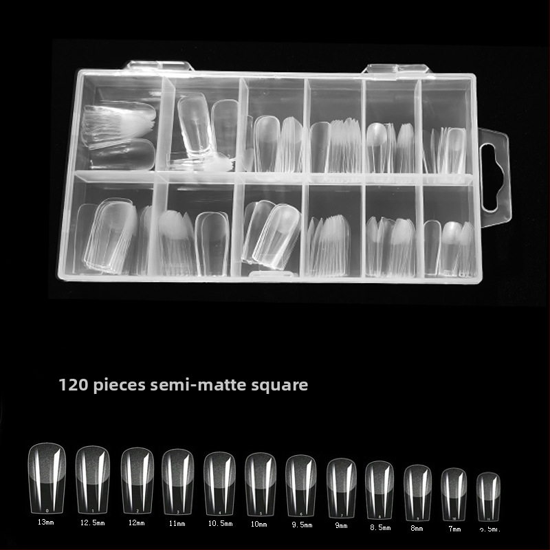 600 karbis küünekunsti küünetükki, volditud, jäljeta, nikerdamata, täiskleebisega, poolmatt, lühike, ruudukujuline, balleti kunstküüneplaaster