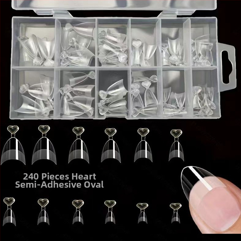 600 karbis küünekunsti küünetükki, volditud, jäljeta, nikerdamata, täiskleebisega, poolmatt, lühike, ruudukujuline, balleti kunstküüneplaaster