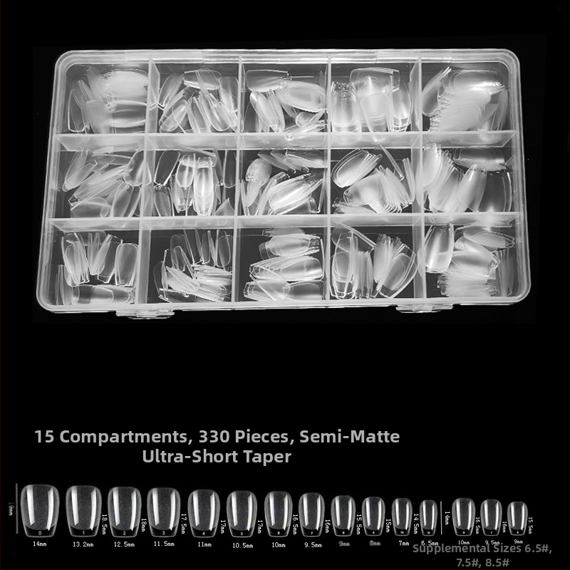 600 karbis küünekunsti küünetükki, volditud, jäljeta, nikerdamata, täiskleebisega, poolmatt, lühike, ruudukujuline, balleti kunstküüneplaaster