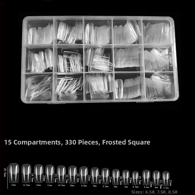 600 karbis küünekunsti küünetükki, volditud, jäljeta, nikerdamata, täiskleebisega, poolmatt, lühike, ruudukujuline, balleti kunstküüneplaaster