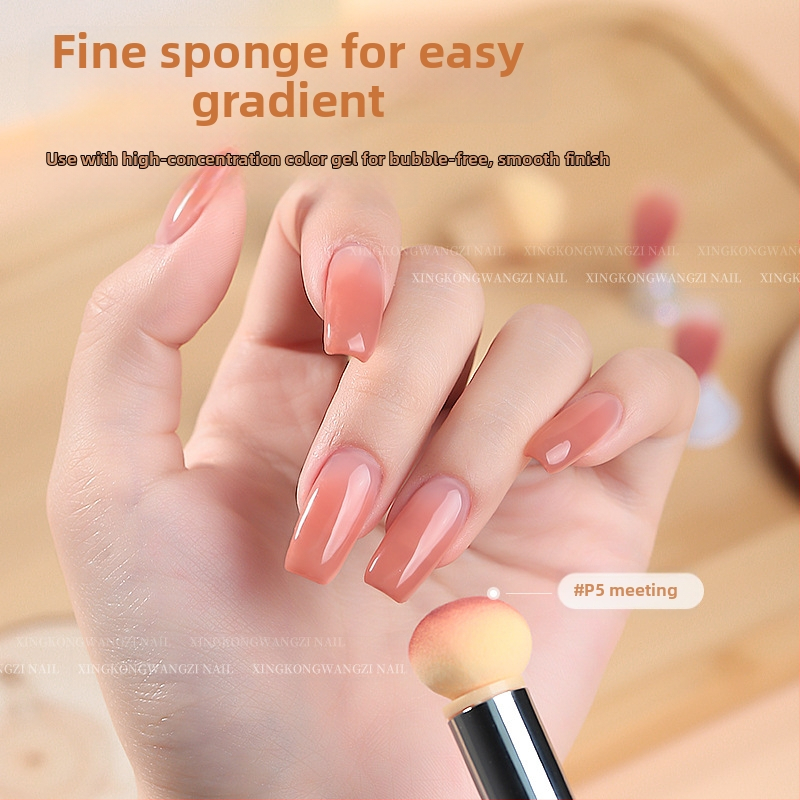 Маникюр с кръгъл връх, заострен градиент, гъба за маникюр, химикал за татуировки, размазан руж, боядисан „Направи си сам“ инструмент за маникюр