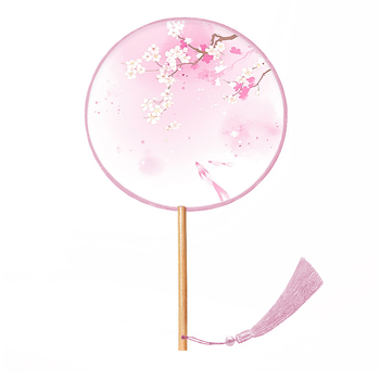 ✅ Παραδοσιακή στρογγυλή βεντάλια, Βεντάλια αρχαίου στιλ, Παιδική καλοκαιρινή ημιδιαφανής βεντάλια χορού με μακριά λαβή, Παραδοσιακή κοριτσίστικη φορεσιά Hanfu Cheongsam με κέντημα, μικρή στρογγυλή βεντάλια