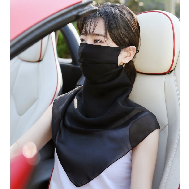 Plāna vasaras braukšanas seju nosedzoša saules aizsargmaska kakla plīvura zīda šalle sieviešu maska zīda šalles soma bezmaksas piegāde