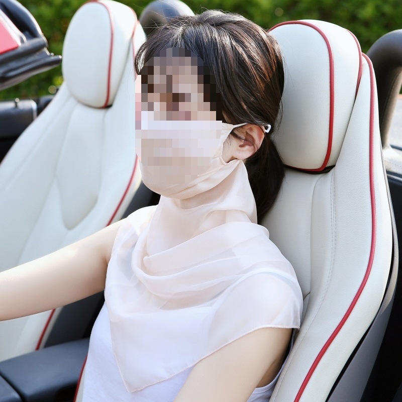 Plāna vasaras braukšanas seju nosedzoša saules aizsargmaska kakla plīvura zīda šalle sieviešu maska zīda šalles soma bezmaksas piegāde