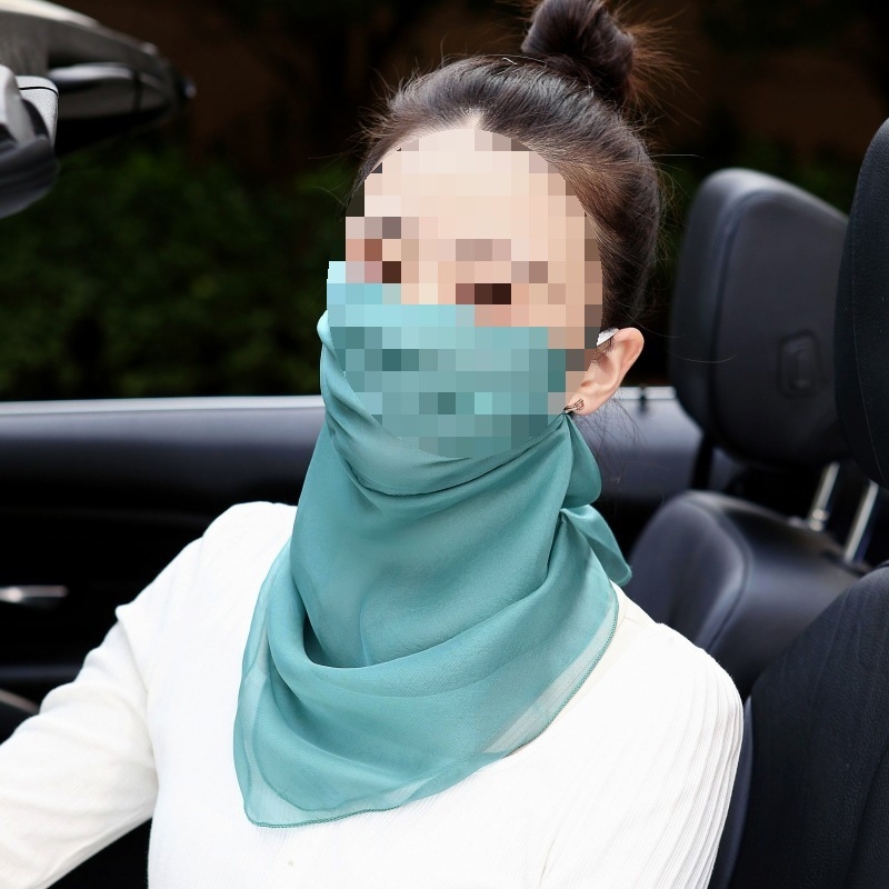 Plāna vasaras braukšanas seju nosedzoša saules aizsargmaska kakla plīvura zīda šalle sieviešu maska zīda šalles soma bezmaksas piegāde