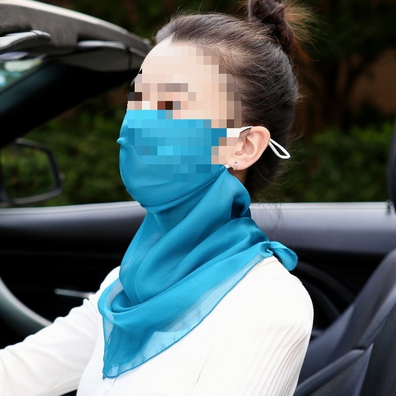 Plāna vasaras braukšanas seju nosedzoša saules aizsargmaska kakla plīvura zīda šalle sieviešu maska zīda šalles soma bezmaksas piegāde