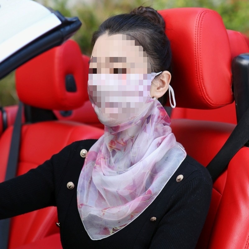 Plāna vasaras braukšanas seju nosedzoša saules aizsargmaska kakla plīvura zīda šalle sieviešu maska zīda šalles soma bezmaksas piegāde
