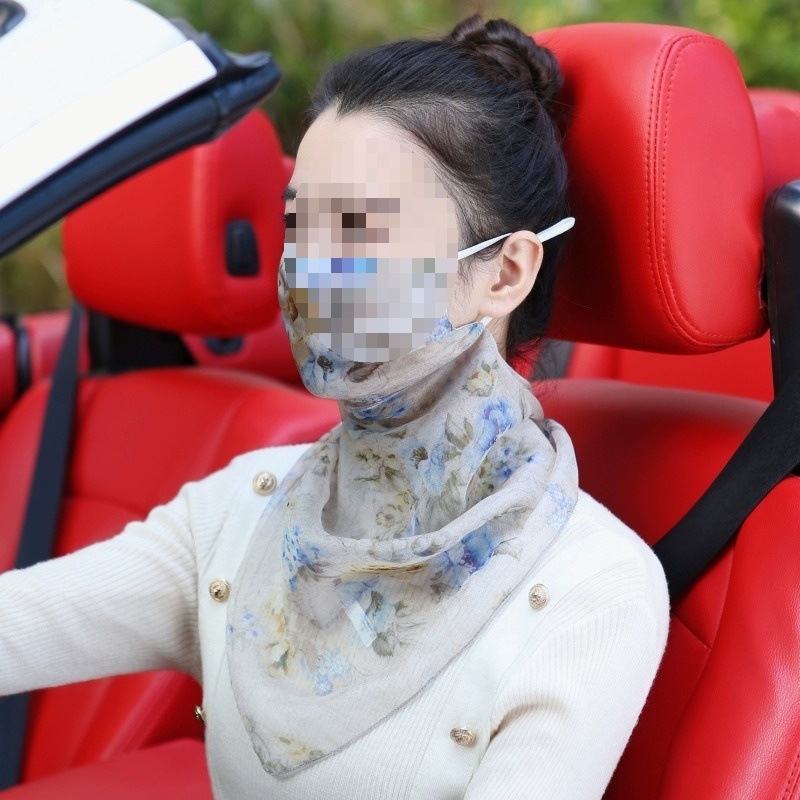 Plāna vasaras braukšanas seju nosedzoša saules aizsargmaska kakla plīvura zīda šalle sieviešu maska zīda šalles soma bezmaksas piegāde