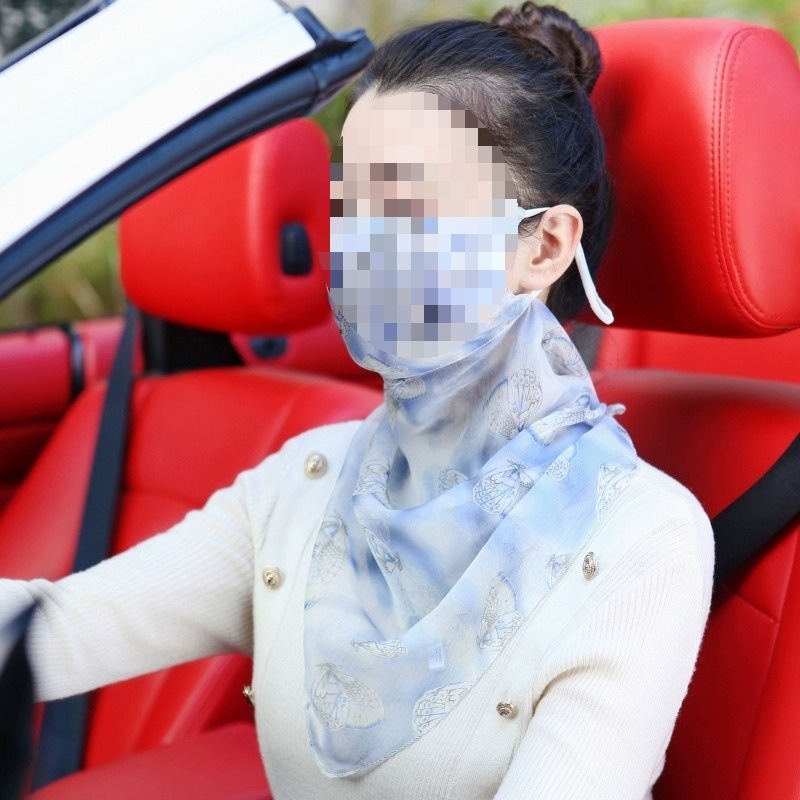 Plāna vasaras braukšanas seju nosedzoša saules aizsargmaska kakla plīvura zīda šalle sieviešu maska zīda šalles soma bezmaksas piegāde