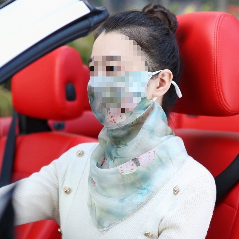 Plāna vasaras braukšanas seju nosedzoša saules aizsargmaska kakla plīvura zīda šalle sieviešu maska zīda šalles soma bezmaksas piegāde