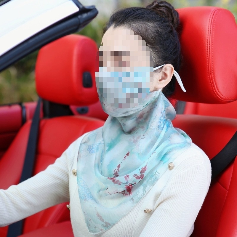 Plāna vasaras braukšanas seju nosedzoša saules aizsargmaska kakla plīvura zīda šalle sieviešu maska zīda šalles soma bezmaksas piegāde