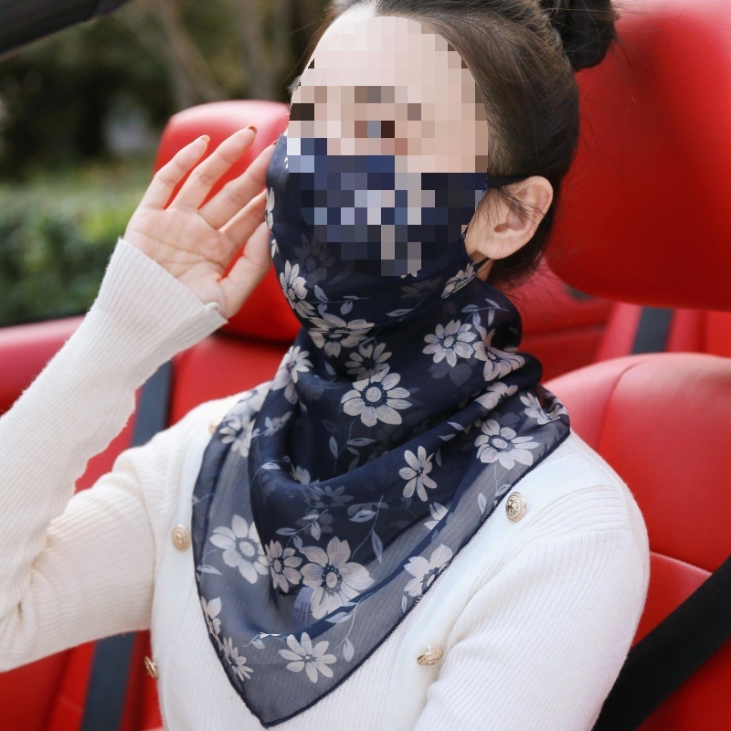 Plāna vasaras braukšanas seju nosedzoša saules aizsargmaska kakla plīvura zīda šalle sieviešu maska zīda šalles soma bezmaksas piegāde