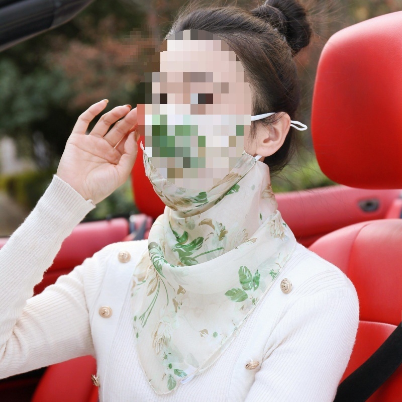 Plāna vasaras braukšanas seju nosedzoša saules aizsargmaska kakla plīvura zīda šalle sieviešu maska zīda šalles soma bezmaksas piegāde