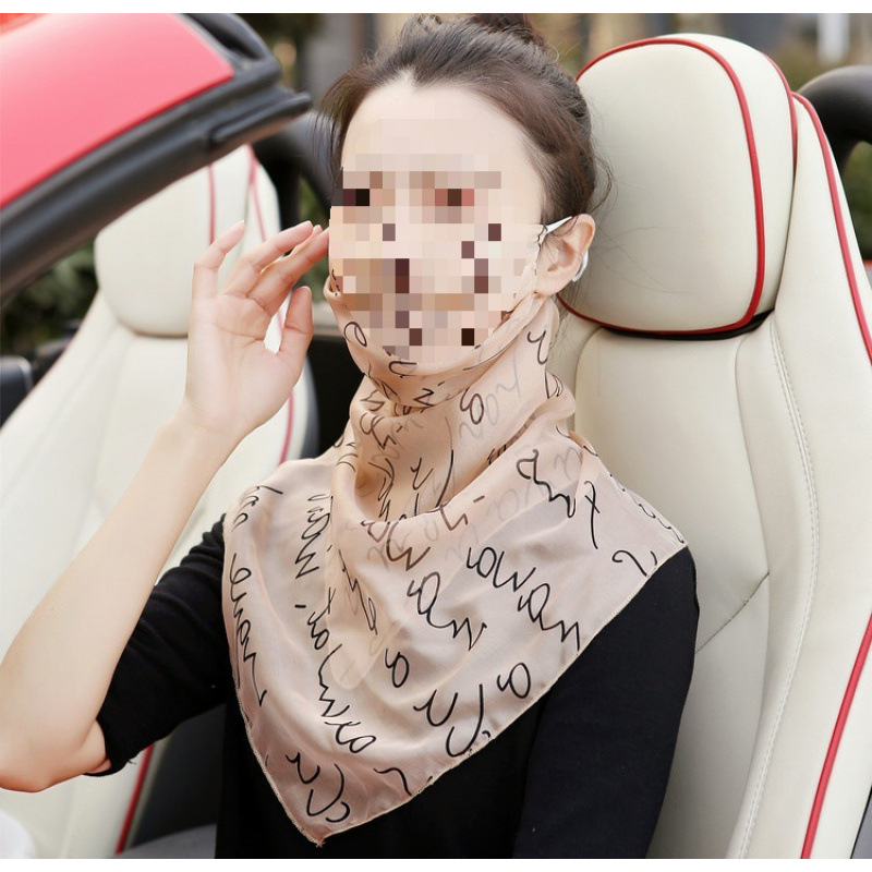 Plāna vasaras braukšanas seju nosedzoša saules aizsargmaska kakla plīvura zīda šalle sieviešu maska zīda šalles soma bezmaksas piegāde