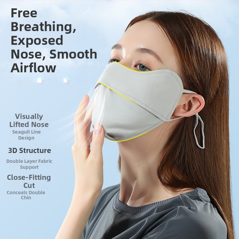 Слънцезащитна маска за жени, дишаща лятна, анти-ултравиолетова градиентна ледено копринена стерео слънцезащитен сенник, UPF50