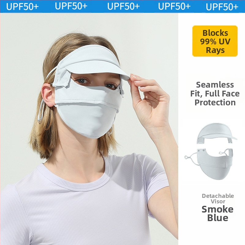 Γυναικεία Μάσκα Αντηλιακής Προστασίας για Γωνία Ματιών, Αναπνέουσα, Καλοκαιρινή, Αντι-υπεριώδης, Ντεγκραντέ, Πάγος, Μεταξωτή Στερεοφωνική Μάσκα Σκίασης UPF50