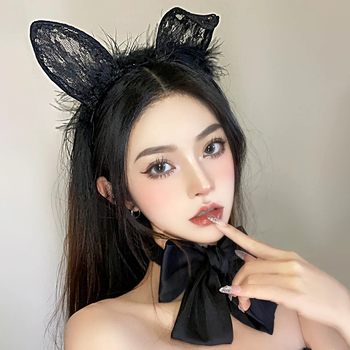 Must pitsist kassikõrva peapael seksikas loor Pure Desire jänku kõrv cosplay väike metsikkass peapael Pure Desire stiilis