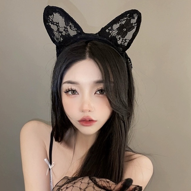 Must pitsist kassikõrva peapael seksikas loor Pure Desire jänku kõrv cosplay väike metsikkass peapael Pure Desire stiilis