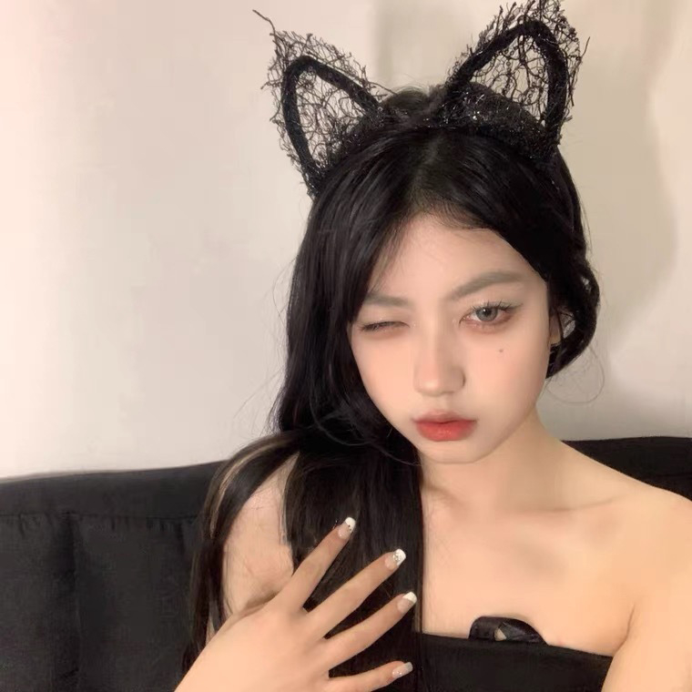 Must pitsist kassikõrva peapael seksikas loor Pure Desire jänku kõrv cosplay väike metsikkass peapael Pure Desire stiilis