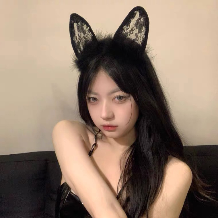 Must pitsist kassikõrva peapael seksikas loor Pure Desire jänku kõrv cosplay väike metsikkass peapael Pure Desire stiilis