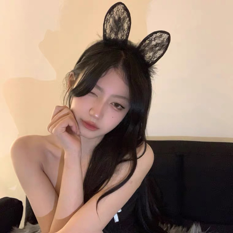 Must pitsist kassikõrva peapael seksikas loor Pure Desire jänku kõrv cosplay väike metsikkass peapael Pure Desire stiilis