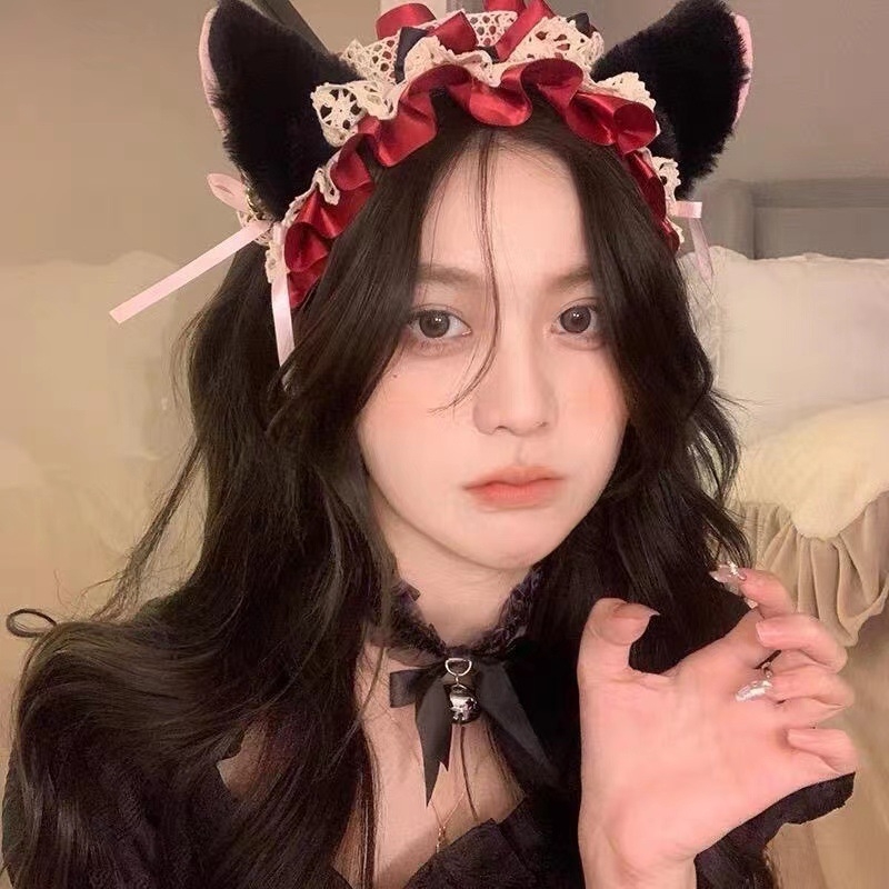 Must pitsist kassikõrva peapael seksikas loor Pure Desire jänku kõrv cosplay väike metsikkass peapael Pure Desire stiilis