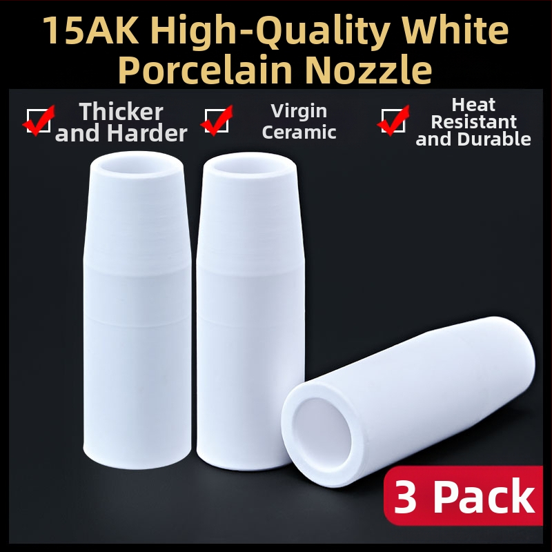 1K kaitseotsik Euroopa gaasiga varjestatud keevituspüstoli lisatarvikud õhuvaba kaitsehülssotsik 200A keraamiline kahe varjestusega keevitusmasina portselanotsik