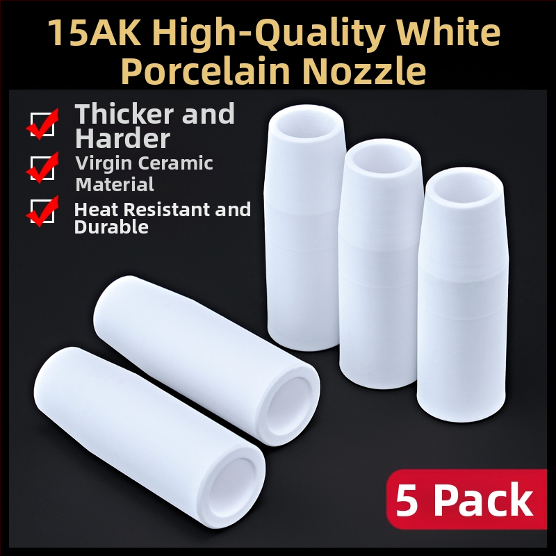 1K kaitseotsik Euroopa gaasiga varjestatud keevituspüstoli lisatarvikud õhuvaba kaitsehülssotsik 200A keraamiline kahe varjestusega keevitusmasina portselanotsik