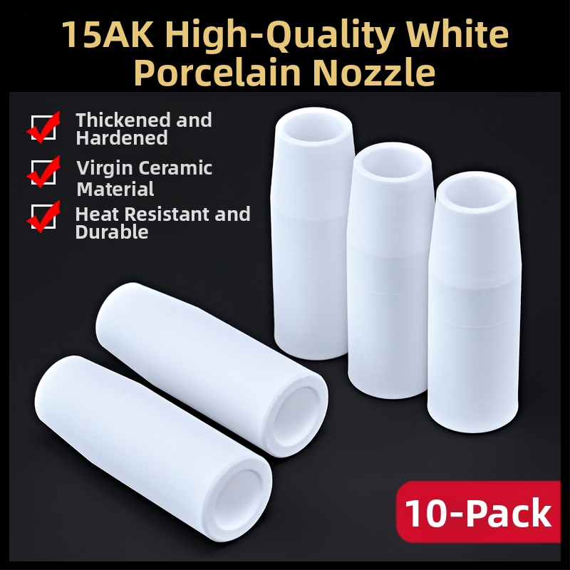 1K kaitseotsik Euroopa gaasiga varjestatud keevituspüstoli lisatarvikud õhuvaba kaitsehülssotsik 200A keraamiline kahe varjestusega keevitusmasina portselanotsik