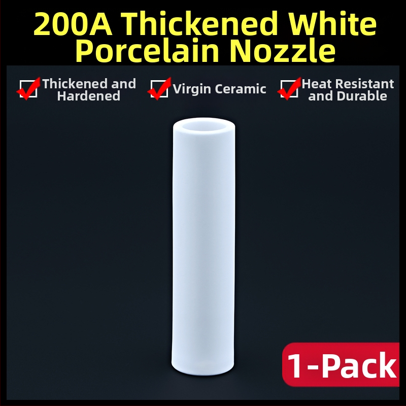 1K kaitseotsik Euroopa gaasiga varjestatud keevituspüstoli lisatarvikud õhuvaba kaitsehülssotsik 200A keraamiline kahe varjestusega keevitusmasina portselanotsik