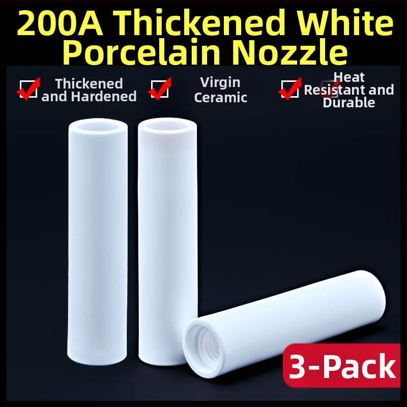 1K kaitseotsik Euroopa gaasiga varjestatud keevituspüstoli lisatarvikud õhuvaba kaitsehülssotsik 200A keraamiline kahe varjestusega keevitusmasina portselanotsik