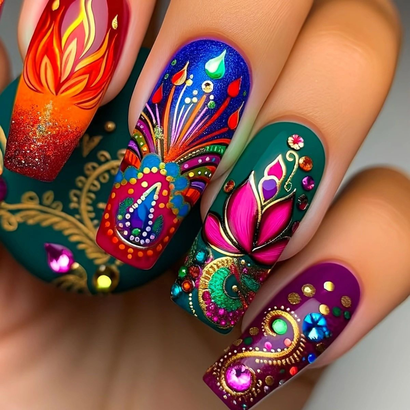Pārrobežu karsti Eiropas un Amerikas krāšņi, saldi, vēsi, dzirkstoša tekstūra, kontrastējoša krāsa, rhinestones, Eiropas kvadrātveida, valkājami nagi, gari, mākslīgie nagi, vairumtirdzniecība