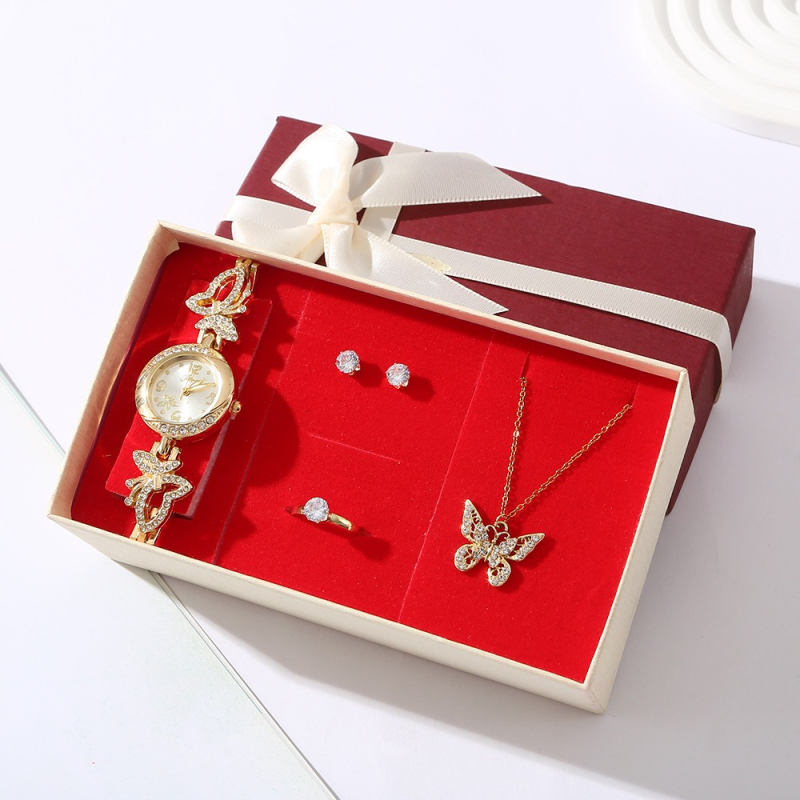 Σετ δώρου για την Ημέρα του Δασκάλου, Κινέζικα, Ημέρα του Αγίου Βαλεντίνου, Ρολόι, Κολιέ, Δαχτυλίδι, Σκουλαρίκια, Κοσμήματα, Δώρο, Ημέρα του Αγίου Βαλεντίνου, Χριστούγεννα