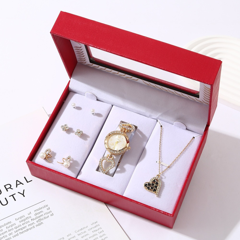 Σετ δώρου για την Ημέρα του Δασκάλου, Κινέζικα, Ημέρα του Αγίου Βαλεντίνου, Ρολόι, Κολιέ, Δαχτυλίδι, Σκουλαρίκια, Κοσμήματα, Δώρο, Ημέρα του Αγίου Βαλεντίνου, Χριστούγεννα