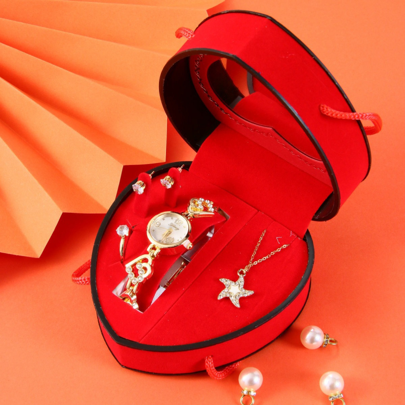 Σετ δώρου για την Ημέρα του Δασκάλου, Κινέζικα, Ημέρα του Αγίου Βαλεντίνου, Ρολόι, Κολιέ, Δαχτυλίδι, Σκουλαρίκια, Κοσμήματα, Δώρο, Ημέρα του Αγίου Βαλεντίνου, Χριστούγεννα