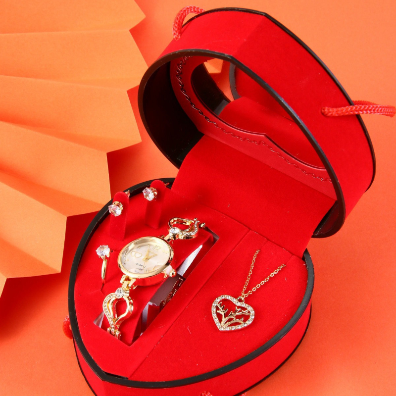 Σετ δώρου για την Ημέρα του Δασκάλου, Κινέζικα, Ημέρα του Αγίου Βαλεντίνου, Ρολόι, Κολιέ, Δαχτυλίδι, Σκουλαρίκια, Κοσμήματα, Δώρο, Ημέρα του Αγίου Βαλεντίνου, Χριστούγεννα