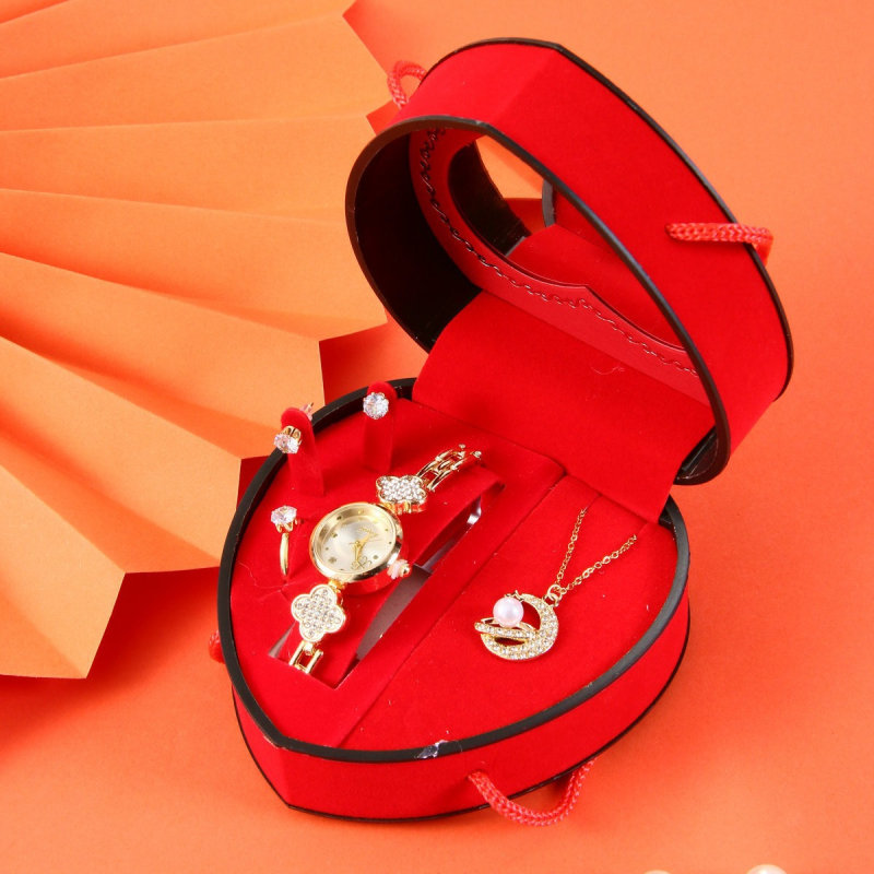 Σετ δώρου για την Ημέρα του Δασκάλου, Κινέζικα, Ημέρα του Αγίου Βαλεντίνου, Ρολόι, Κολιέ, Δαχτυλίδι, Σκουλαρίκια, Κοσμήματα, Δώρο, Ημέρα του Αγίου Βαλεντίνου, Χριστούγεννα