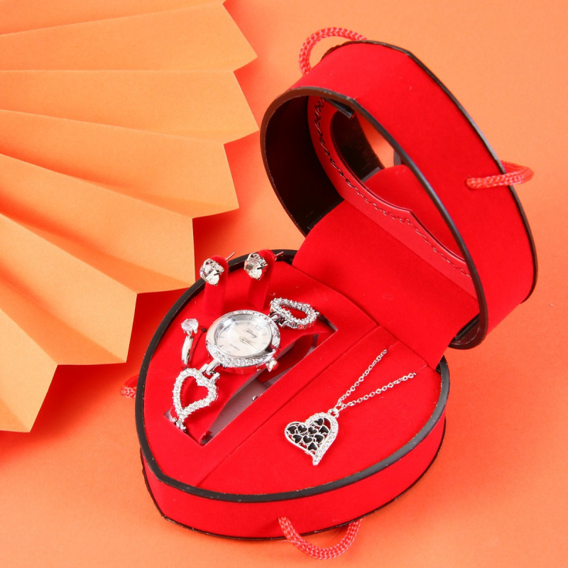 Σετ δώρου για την Ημέρα του Δασκάλου, Κινέζικα, Ημέρα του Αγίου Βαλεντίνου, Ρολόι, Κολιέ, Δαχτυλίδι, Σκουλαρίκια, Κοσμήματα, Δώρο, Ημέρα του Αγίου Βαλεντίνου, Χριστούγεννα