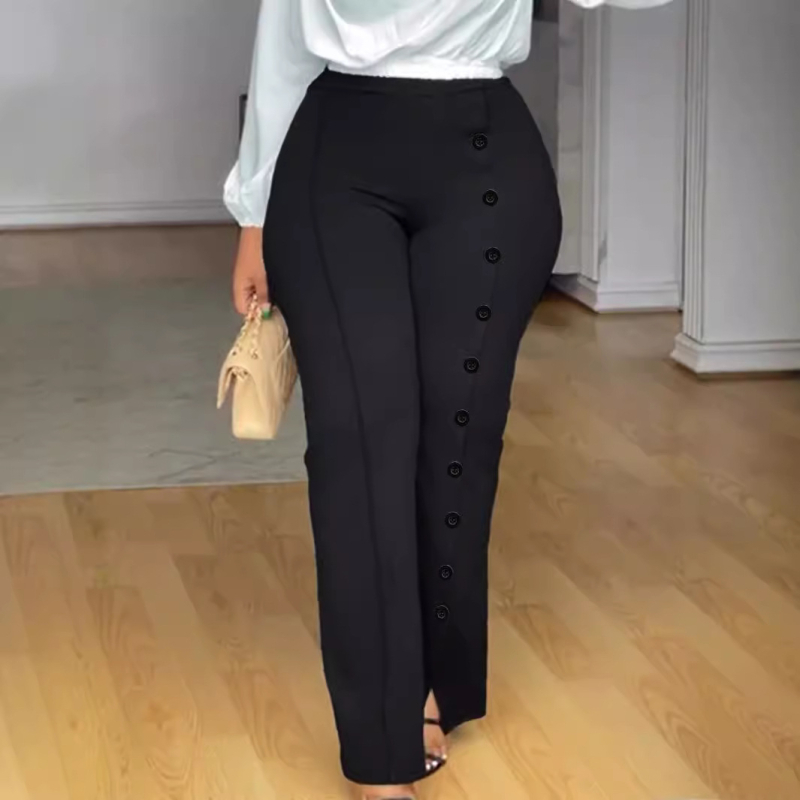 Naiste kõrge vöökoht ja laiade jalgade püksid, polüester 95%+, Euroopa–Ameerika stiil, suvi 2024