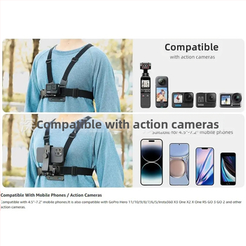Σετ GoPro 12/11/10: ζώνη στήθους για κάμερα, 360° κλιπ για κινητό, ζώνη ώμου