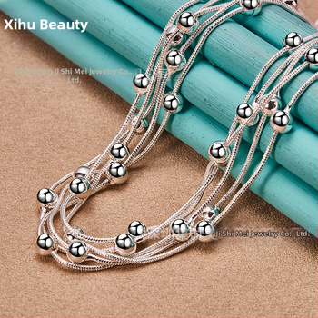 West Lake Beauty Γεωμετρικό Μεταλλικό Κολιέ με Χάντρες